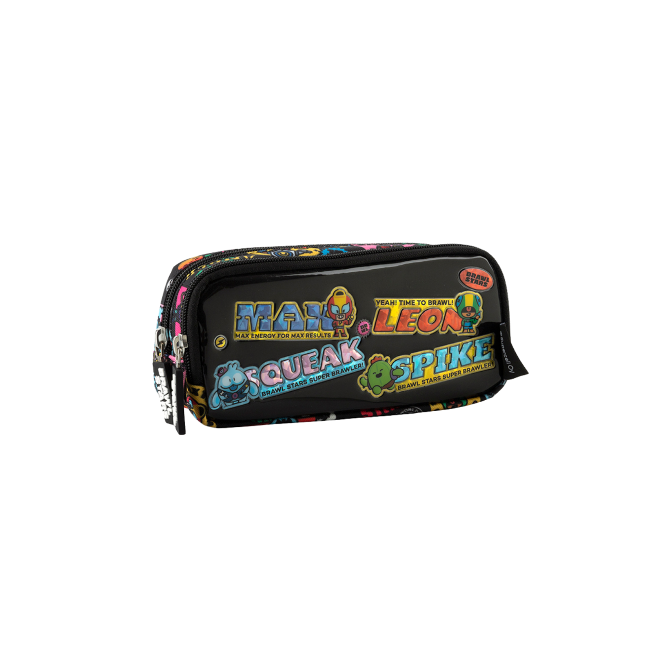 Brawl Stars Lisanslı Siyah Karakter Desenli Kalemlik - Çift Bölmeli PVC Panelli Okul Kalem Çantası