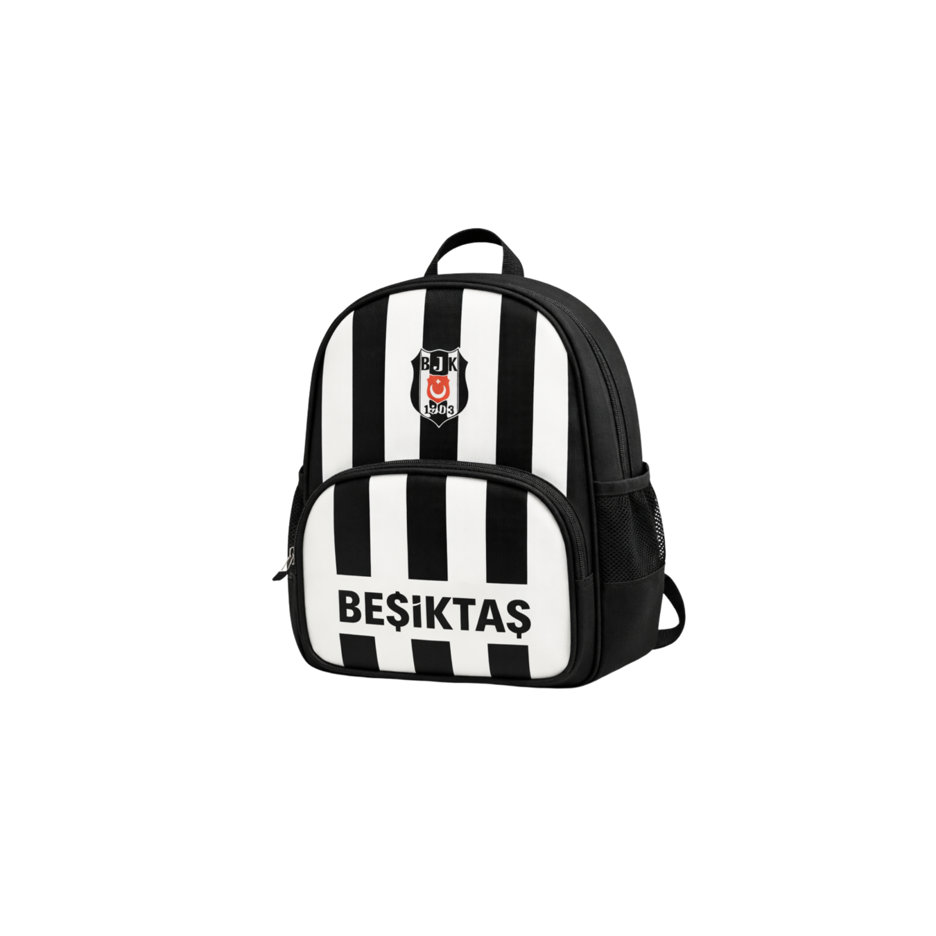 Beşiktaş Lisanslı Siyah Beyaz Çizgili Anaokulu Çantası - 2 Bölmeli Kız Erkek Çocuk Kreş Çantası