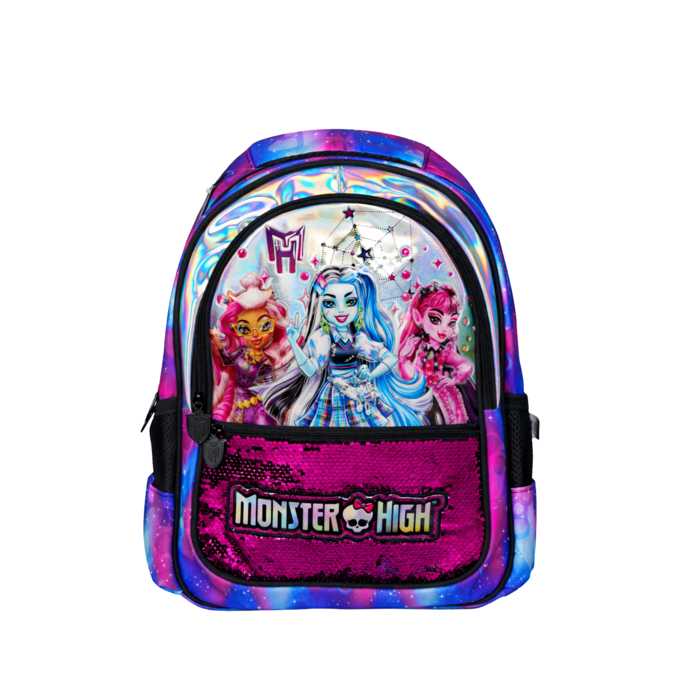 Monster High Lisanslı Payetli Okul Çantası - 3 Bölmeli Holografik Kız Çocuk Sırt Çantası