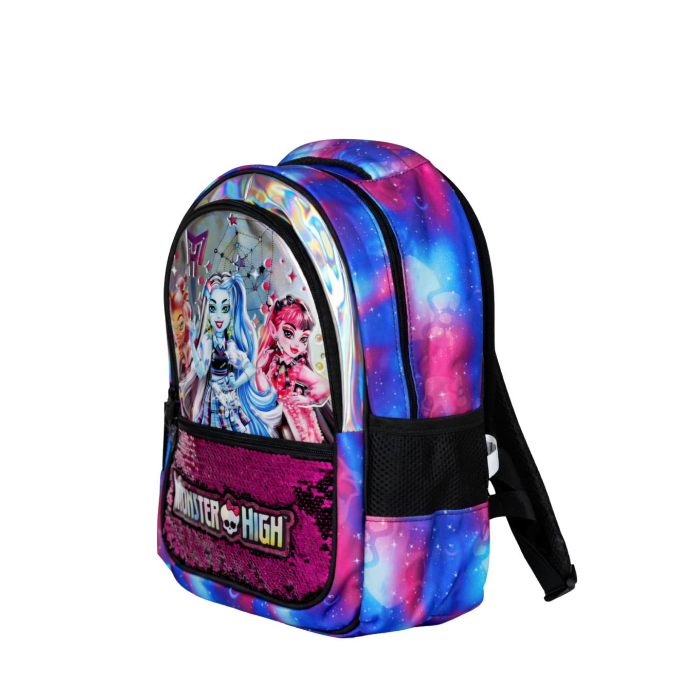 Monster High Lisanslı Payetli Okul Çantası - 3 Bölmeli Holografik Kız Çocuk Sırt Çantası