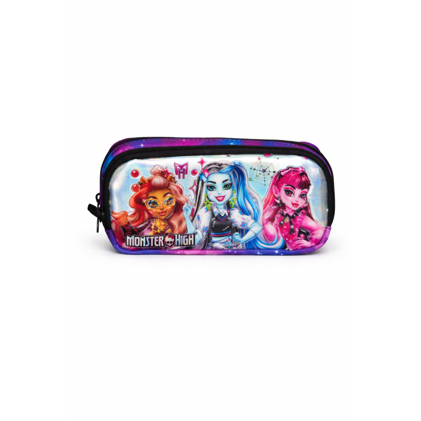Monster High Lisanslı Holografik Kalemlik - Çift Bölmeli PVC Kaplamalı Kız Çocuk Kalem Çantası