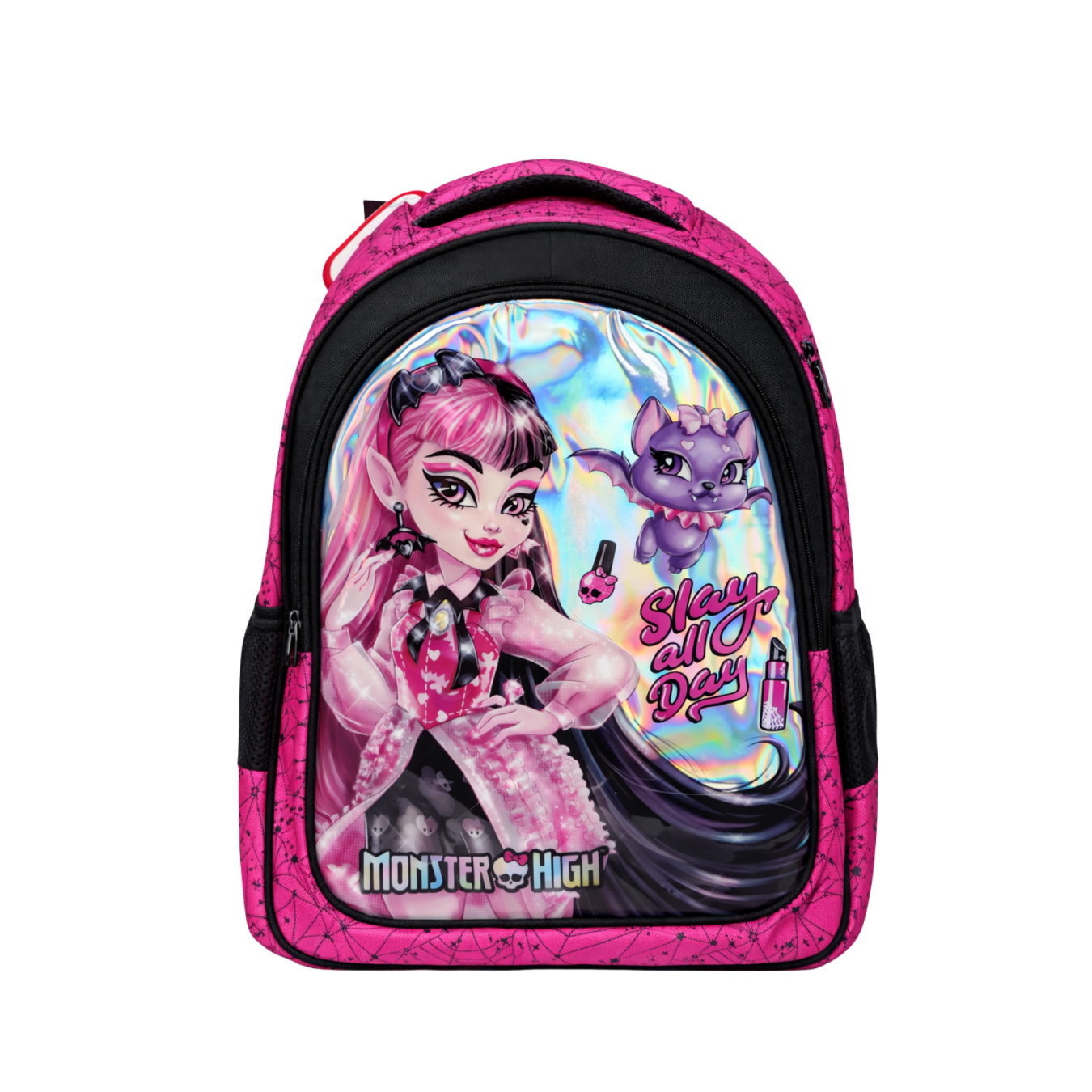 Monster High Draculaura Lisanslı Okul Çantası - 3 Bölmeli Holografik Pembe Kız Çocuk Sırt Çantası