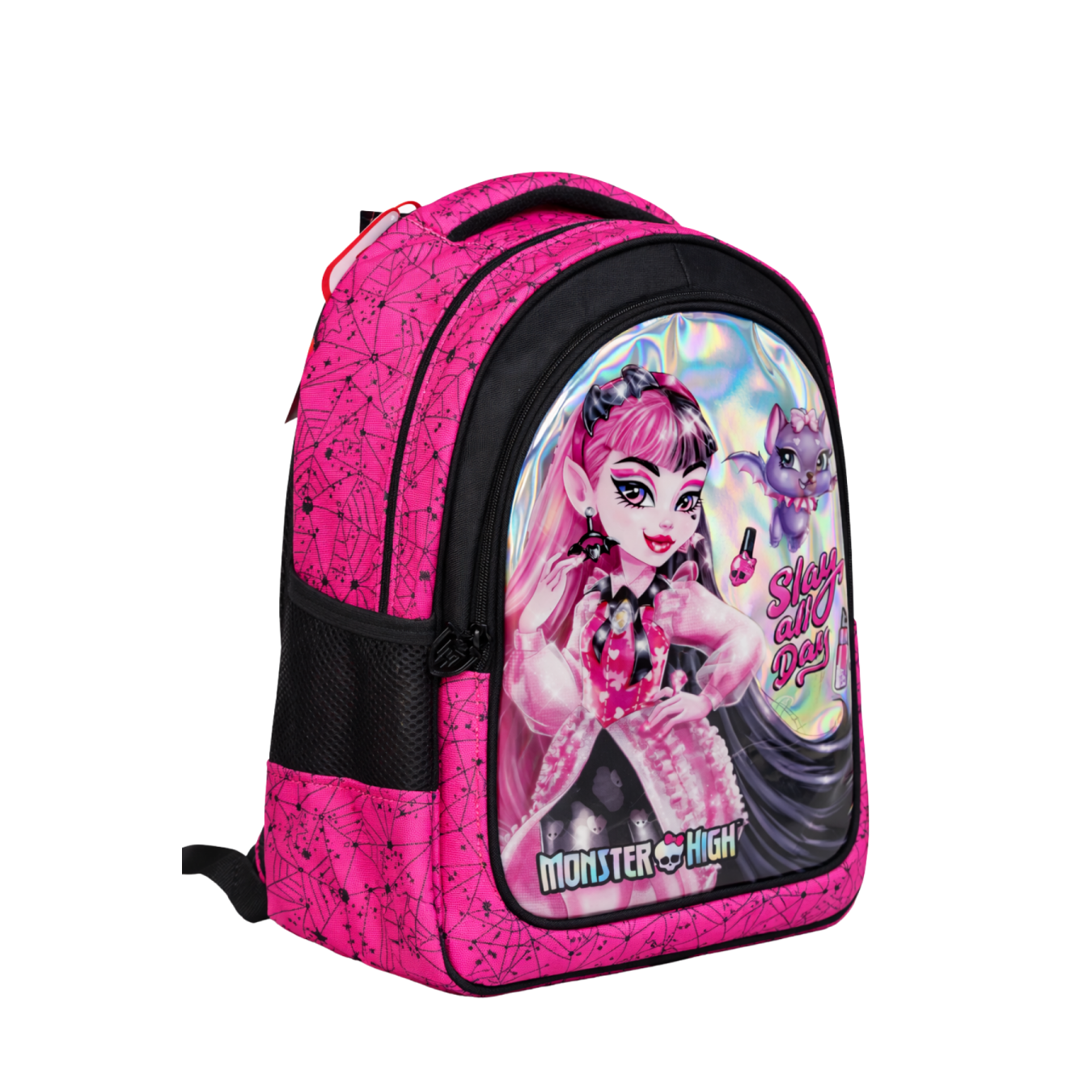 Monster High Draculaura Lisanslı Okul Çantası - 3 Bölmeli Holografik Pembe Kız Çocuk Sırt Çantası