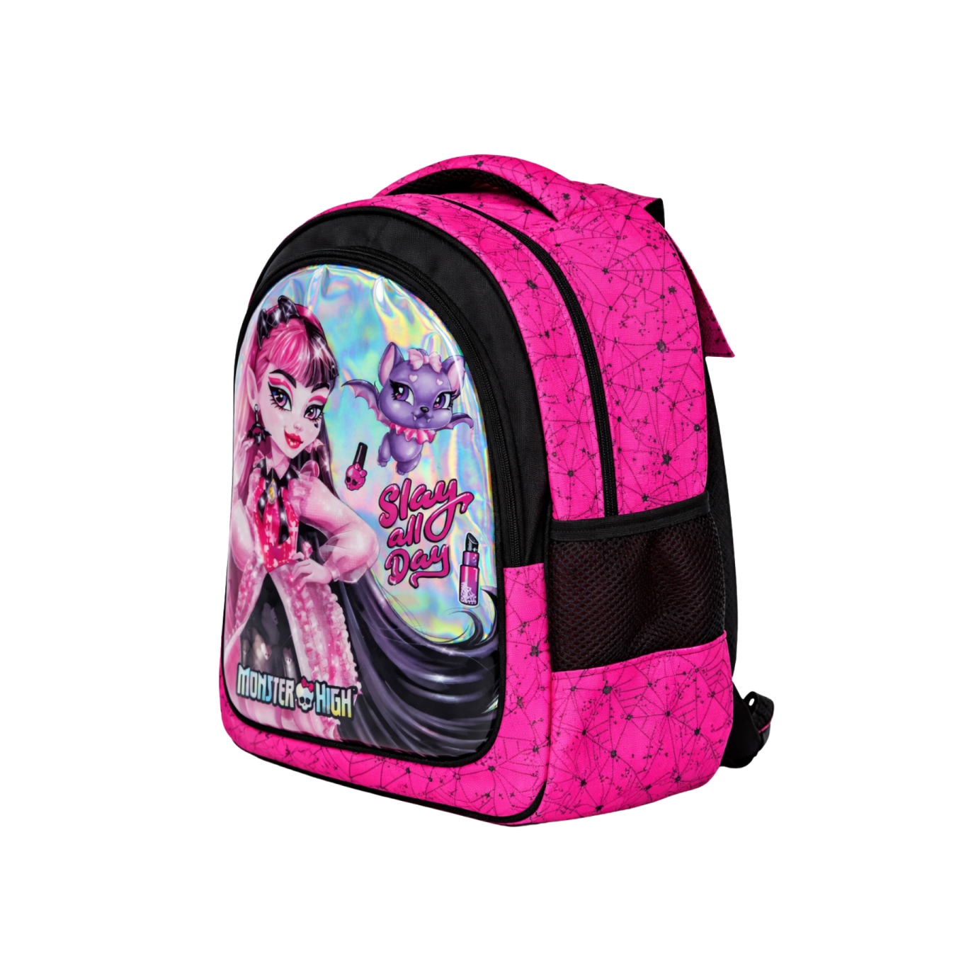 Monster High Draculaura Lisanslı Okul Çantası - 3 Bölmeli Holografik Pembe Kız Çocuk Sırt Çantası