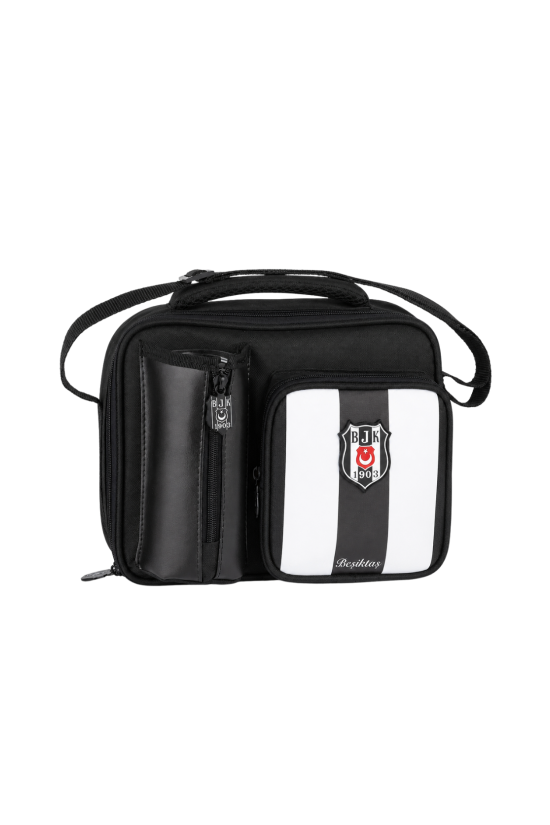 Beşiktaş Lisanslı Logo Baskılı Beslenme Çantası - Siyah 3 Bölmeli Okul Çantası