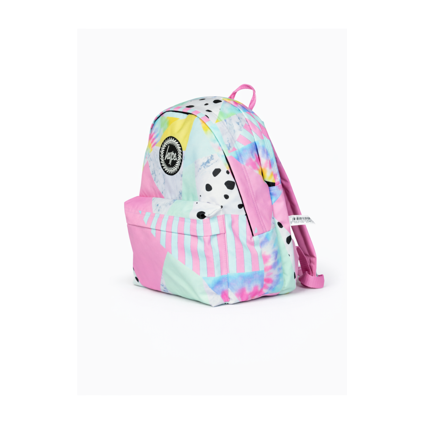 Hype Lisanslı Pastel Renkli Kolaj Desenli Sırt Çantası - 3 Bölmeli Laptop Gözlü Okul Çantası