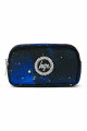 Hype Lisanslı Gece Mavisi Galaksi Desenli Kalemlik - 2 Bölmeli Aplike Nakış Logolu Okul Kalem Kutusu
