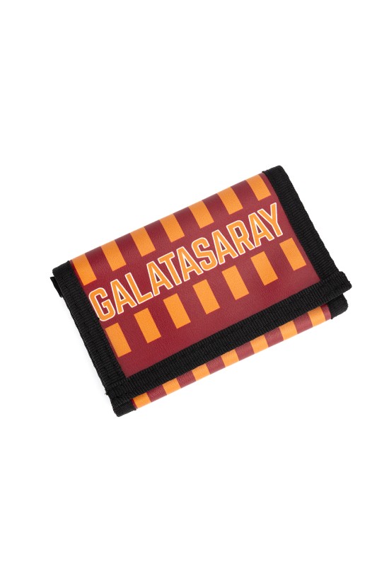 Galatasaray Lisanslı Parçalı Çizgili Çocuk Cüzdanı - Cırt Cırtlı Çok Bölmeli Cüzdan