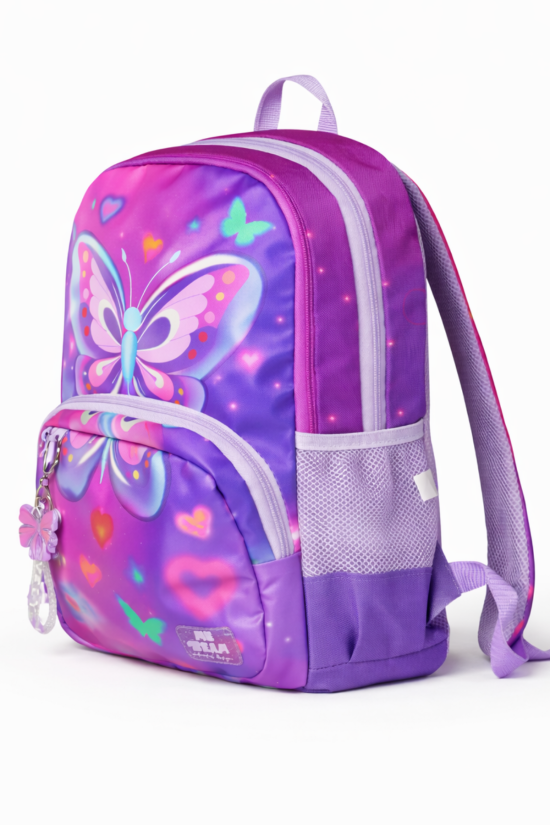 ME TEAM Kelebek Desenli Okul Çantası - Çift Bölmeli Su İtici Dijital Baskılı Okul Çantası