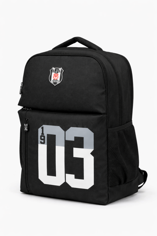 Beşiktaş Lisanslı 3 Bölmeli Sırt Çantası - Laptop Gözlü Su İtici 1903 Baskılı Okul Çantası
