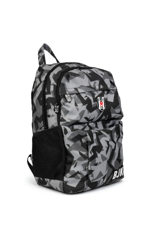 Beşiktaş Lisanslı Kamuflaj Desenli Sırt Çantası - Su İtici Kumaşlı 3 Bölmeli Laptop Okul Çantası