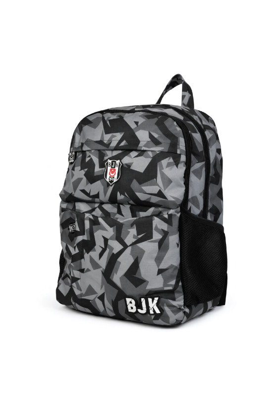 Beşiktaş Lisanslı Kamuflaj Desenli Sırt Çantası - Su İtici Kumaşlı 3 Bölmeli Laptop Okul Çantası