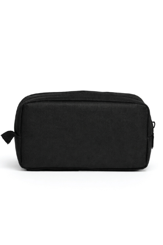 Beşiktaş Lisanslı Siyah Yazılı Kalemlik - Çift Bölmeli Su İtici Kumaşlı Kalem Çantası