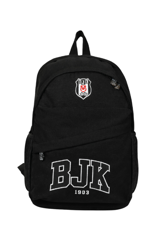Beşiktaş Lisanslı Siyah Nakış Logolu Okul Çantası - 3 Bölmeli İlkokul ve Ortaokul Çantası