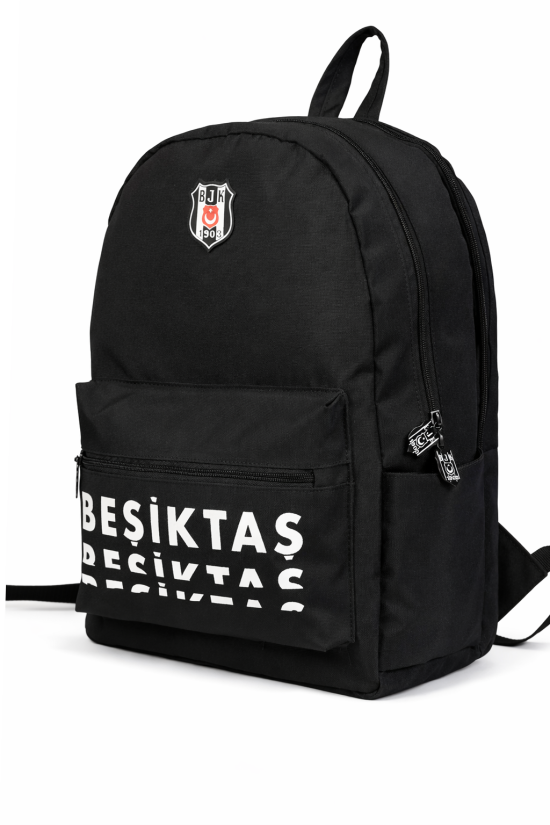 Beşiktaş Lisanslı 3 Bölmeli Sırt Çantası - Laptop Gözlü Su İtici Yazı Baskılı Okul Çantası