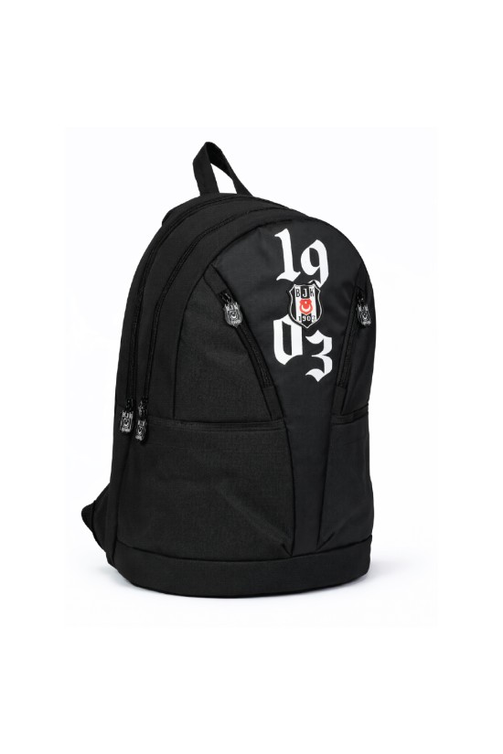 Beşiktaş Lisanslı 1903 Baskı Detaylı Laptop Bölmeli Sırt Çantası Siyah