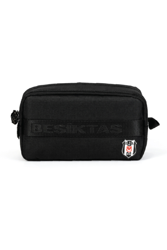 Beşiktaş Lisanslı Kalemlik - Siyah Kolon Detaylı 2 Bölmeli Kalem Çantası