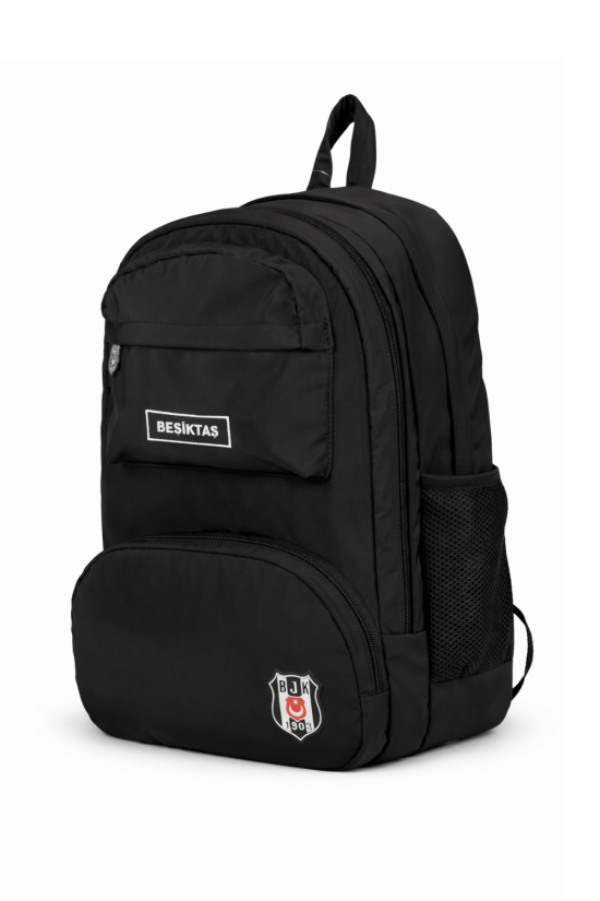 Beşiktaş Lisanslı Logolu Siyah Sırt Çantası - Su İtici Kumaşlı Laptop Bölmeli Okul Çantası