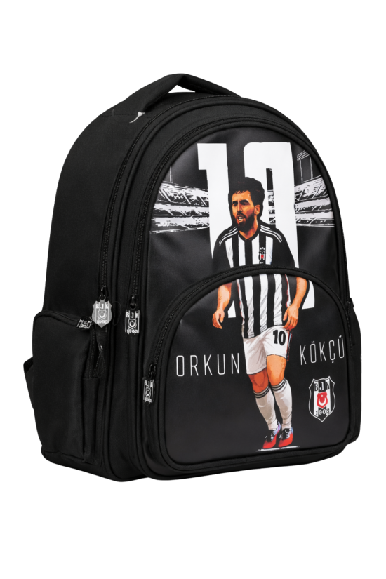 Beşiktaş Lisanslı Orkun Kökçü Okul Çantası - Üç Bölmeli Su İtici Kumaşlı Sırt Çantası