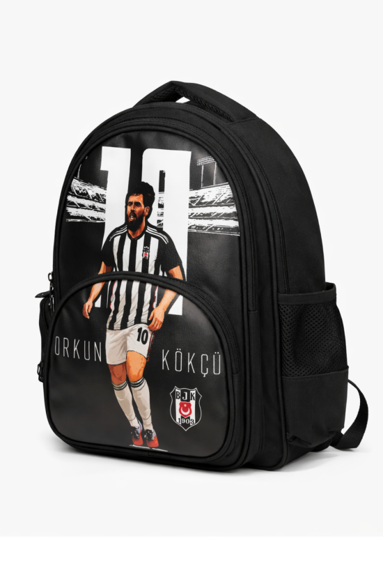Beşiktaş Lisanslı Orkun Kökçü Okul Çantası - Üç Bölmeli Su İtici Kumaşlı Sırt Çantası