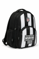 Beşiktaş Lisanslı 3 Bölmeli Çubuklu Desen Okul Çantası - Rubber Logolu Su İtici Kumaşlı Sırt Çantası