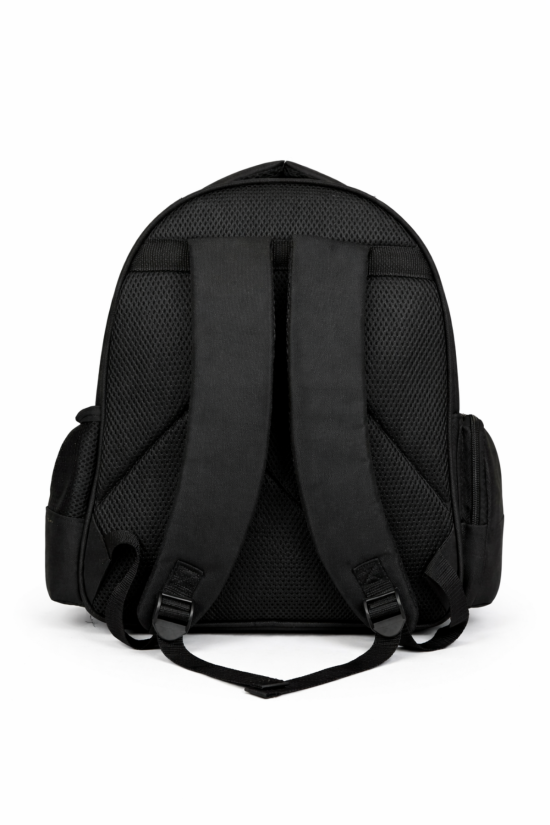 Beşiktaş Lisanslı 3 Bölmeli Çubuklu Desen Okul Çantası - Rubber Logolu Su İtici Kumaşlı Sırt Çantası