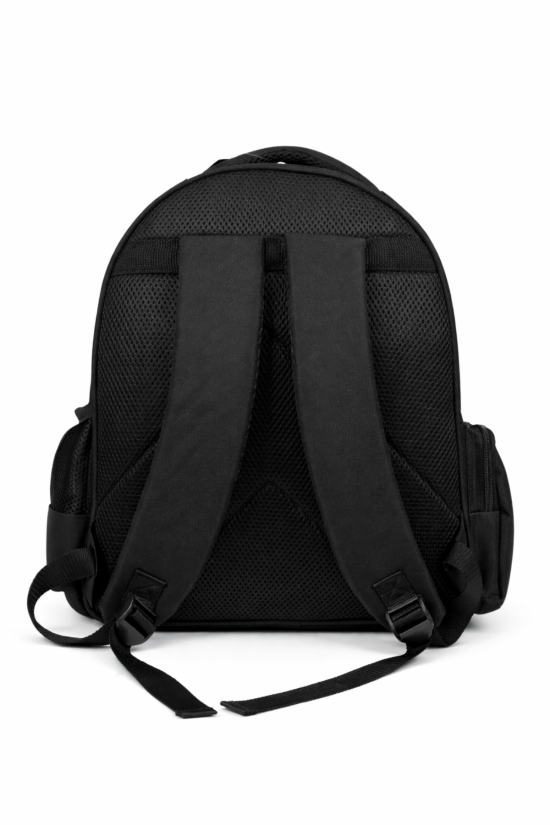 Beşiktaş Lisanslı 3 Bölmeli Kartal Desenli Okul Çantası - Rubber Logolu Su İtici Kumaşlı Okul Sırt Çantası