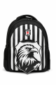 Beşiktaş Lisanslı Çubuklu Okul Çantası - 3 Bölmeli 3D Kartal Baskılı Siyah Beyaz Sırt Çantası