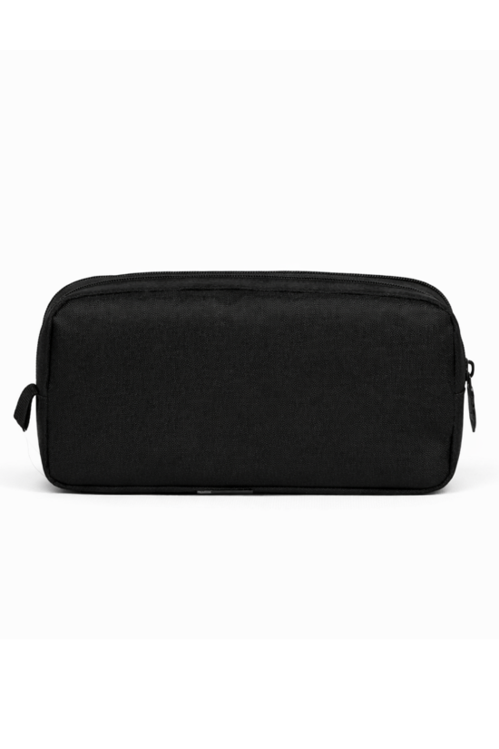 Beşiktaş Lisanslı Siyah Beyaz Çizgili Kalemlik - Karakartal Logolu 2 Bölmeli Su İtici Kumaşlı Kalem Çantası