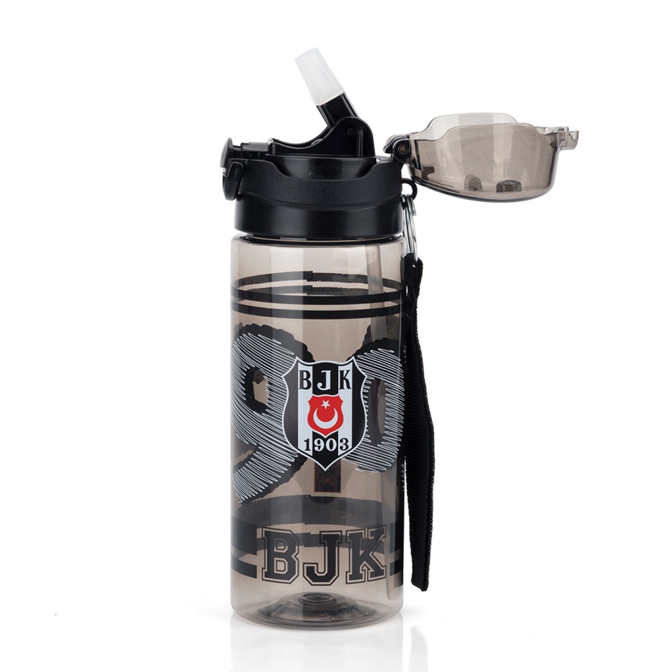 Beşiktaş Lisanslı 500ml Pipetli Kilitli Kapaklı Siyah Matara - Orijinal BJK Taraftar Suluk
