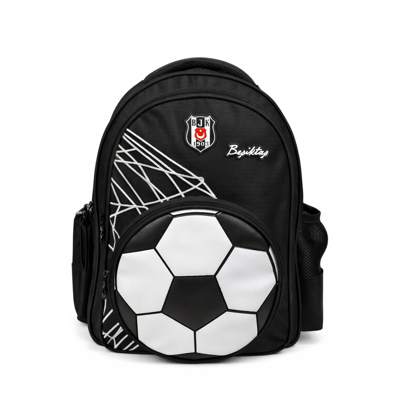 Beşiktaş Lisanslı 3D Futbol Topu Baskılı Okul Çantası - 2 Bölmeli Siyah Sırt Çantası