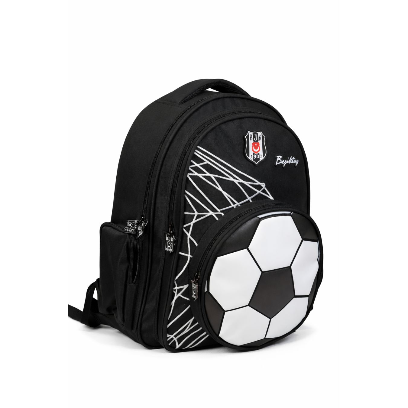 Beşiktaş Lisanslı 3D Futbol Topu Baskılı Okul Çantası - 2 Bölmeli Siyah Sırt Çantası