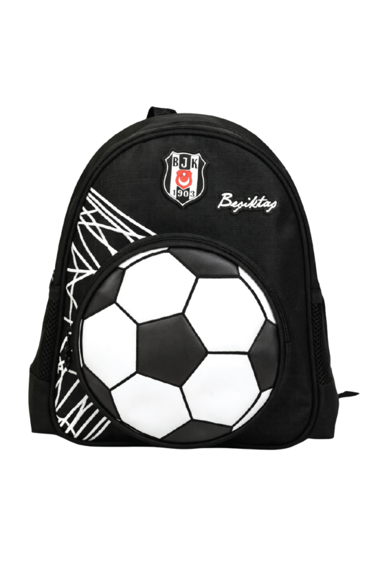 Beşiktaş Lisanslı 3D Futbol Topu Baskılı Anaokulu Çantası - 2 Bölmeli Küçük Boy Sırt Çantası