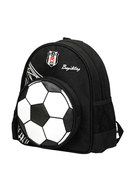 Beşiktaş Lisanslı 3D Futbol Topu Baskılı Anaokulu Çantası - 2 Bölmeli Küçük Boy Sırt Çantası