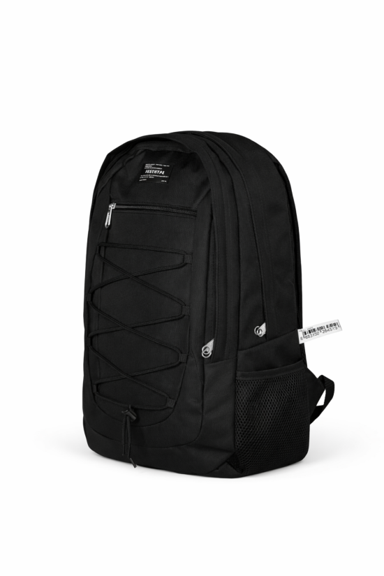 Hype Lisanslı 3 Bölmeli Sırt Çantası - Siyah Kordonlu Laptop Gözlü Su İtici Okul Çantası