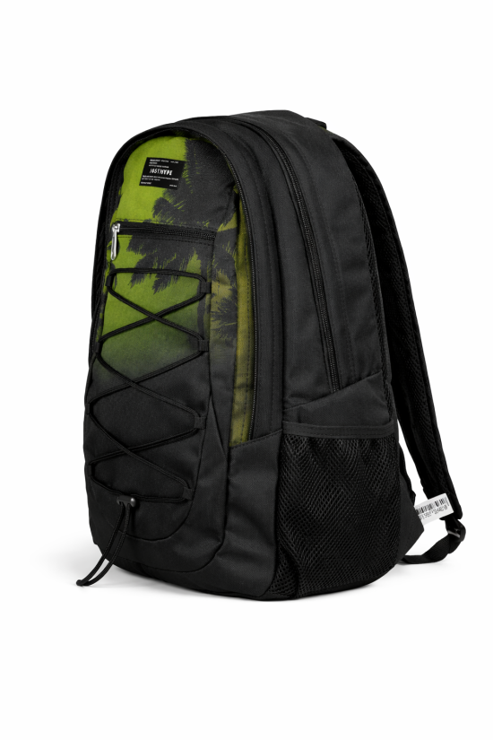 Hype Lisanslı 3 Bölmeli İpli Sırt Çantası - Palmiye Desenli Laptop Gözlü Su İtici Okul Çantası