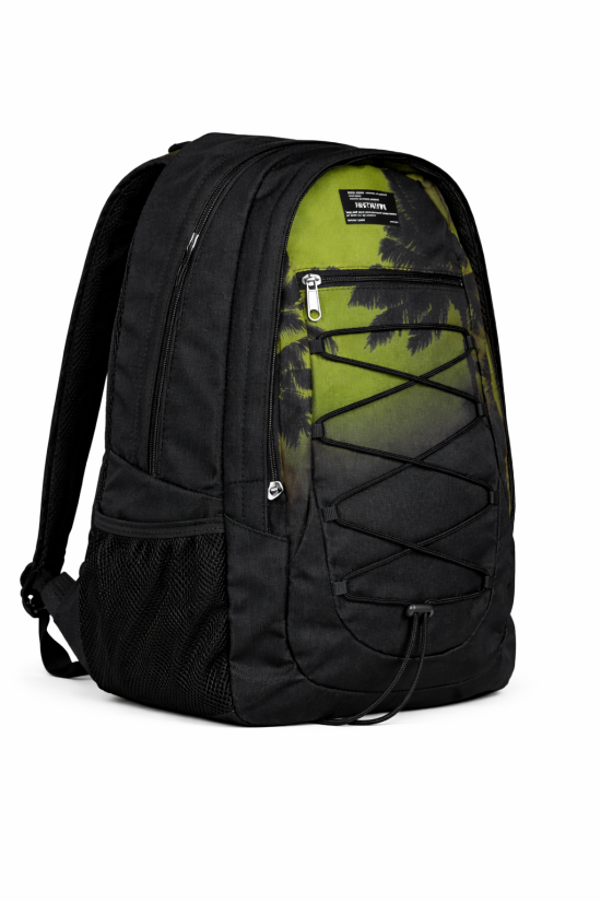 Hype Lisanslı 3 Bölmeli İpli Sırt Çantası - Palmiye Desenli Laptop Gözlü Su İtici Okul Çantası