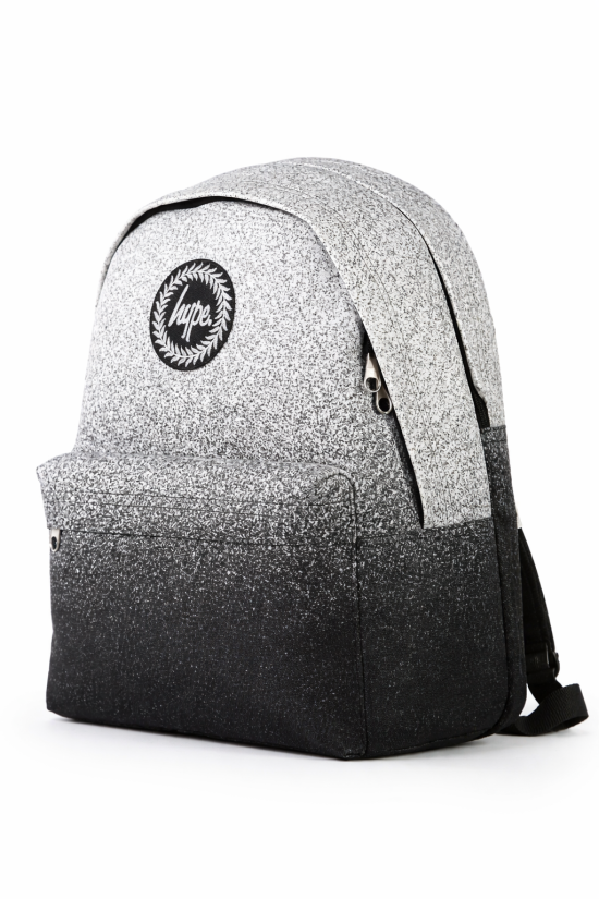 Hype Lisanslı 3 Bölmeli Sırt Çantası - Siyah Beyaz Geçişli Laptop Bölmeli Su İtici Okul Çantası