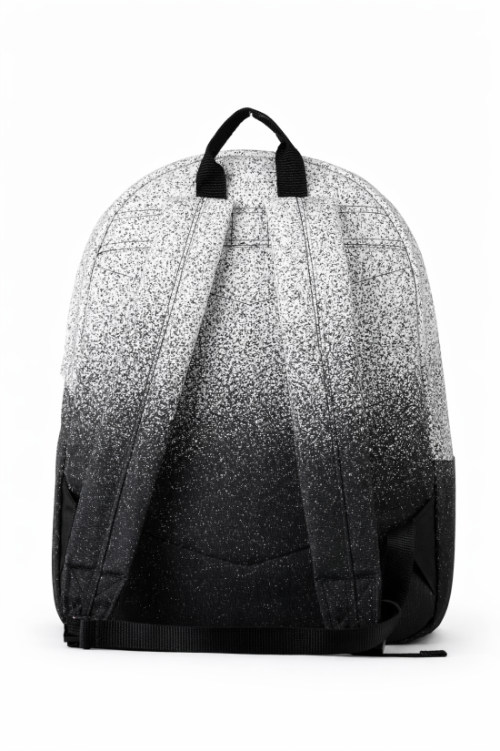 Hype Lisanslı 3 Bölmeli Sırt Çantası - Siyah Beyaz Geçişli Laptop Bölmeli Su İtici Okul Çantası