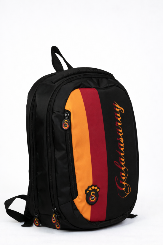 Galatasaray Lisanslı Parçalı Desenli 3 Bölmeli Sırt Çantası - Laptop ve Okul Çantası