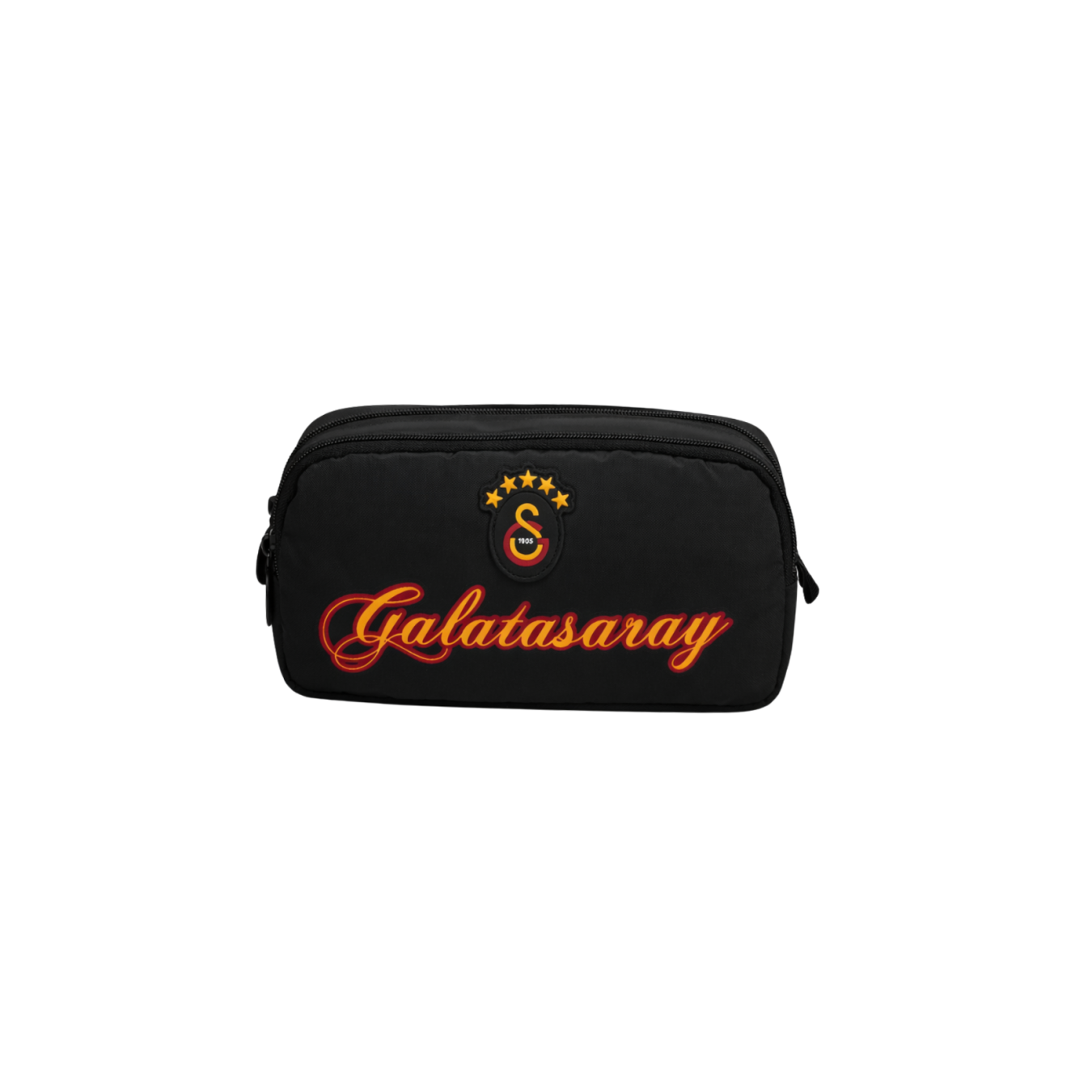 Galatasaray Lisanslı Siyah Kalemlik - Çift Bölmeli Rubber Logolu Okul Kalem Çantası