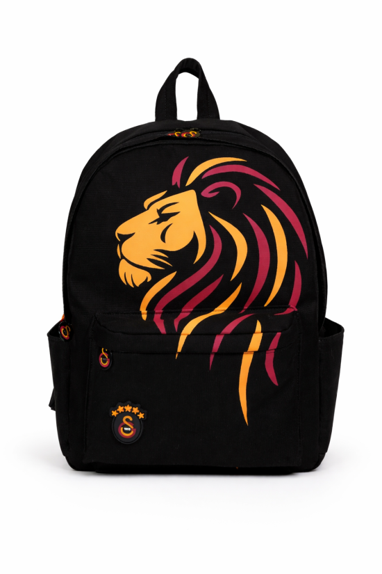Galatasaray Lisanslı Sırt Çantası - Aslan Baskılı 3 Bölmeli Laptop Okul Çantası