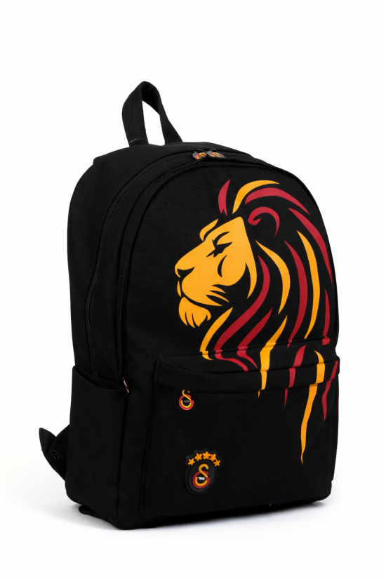 Galatasaray Lisanslı Sırt Çantası - Aslan Baskılı 3 Bölmeli Laptop Okul Çantası