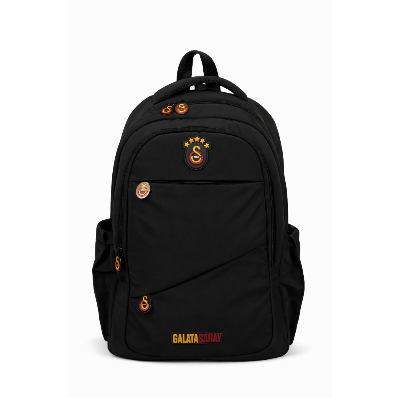 Galatasaray Lisanslı Siyah Sırt Çantası - Çapraz Cep Detaylı Laptop Bölmeli Okul Çantası