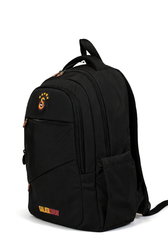 Galatasaray Lisanslı Siyah Sırt Çantası - Çapraz Cep Detaylı Laptop Bölmeli Okul Çantası