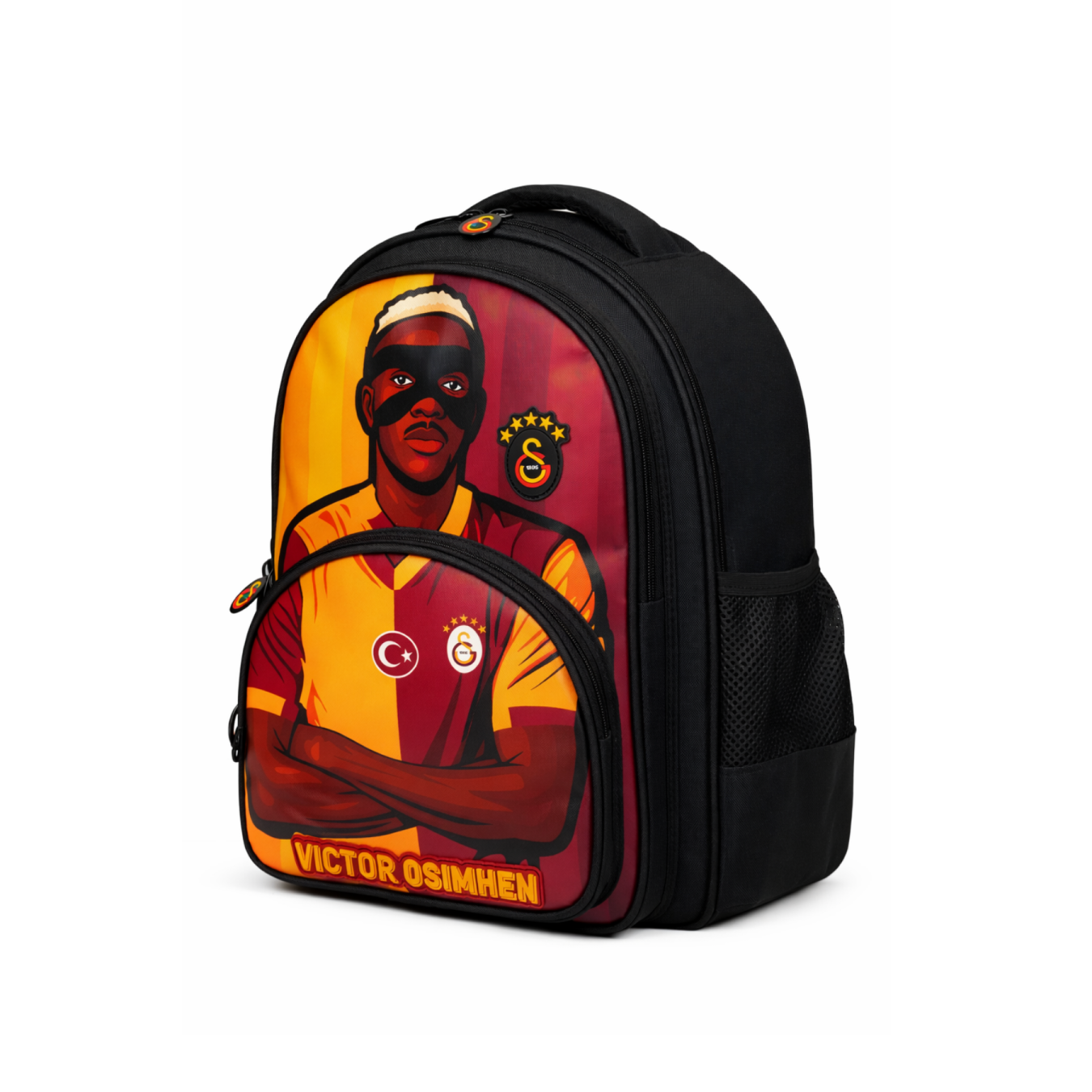 Galatasaray Lisanslı Victor Osimhen Figürlü 3 Bölmeli Okul Çantası - Laptop Bölmeli Su İtici Kumaşlı Sırt Çantası