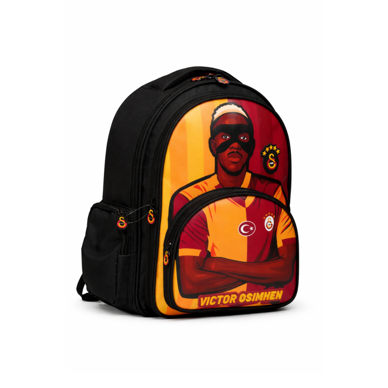 Galatasaray Lisanslı Victor Osimhen Figürlü 3 Bölmeli Okul Çantası - Laptop Bölmeli Su İtici Kumaşlı Sırt Çantası