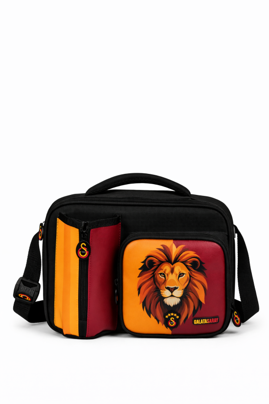 Galatasaray Lisanslı Aslan Desenli 3 Bölmeli Su İtici Kumaşlı Beslenme Çantası