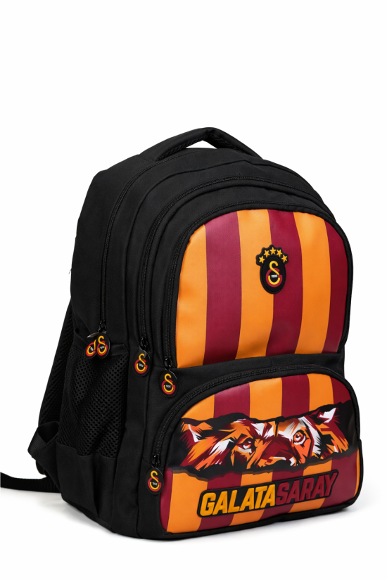 Galatasaray Lisanslı 4 Bölmeli Okul Çantası - Parçalı Desenli Su İtici Sırt Çantası