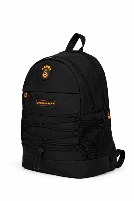 Galatasaray Lisanslı 3 Bölmeli Siyah İpli Sırt Çantası - Laptop Bölmeli Su İtici Kumaş